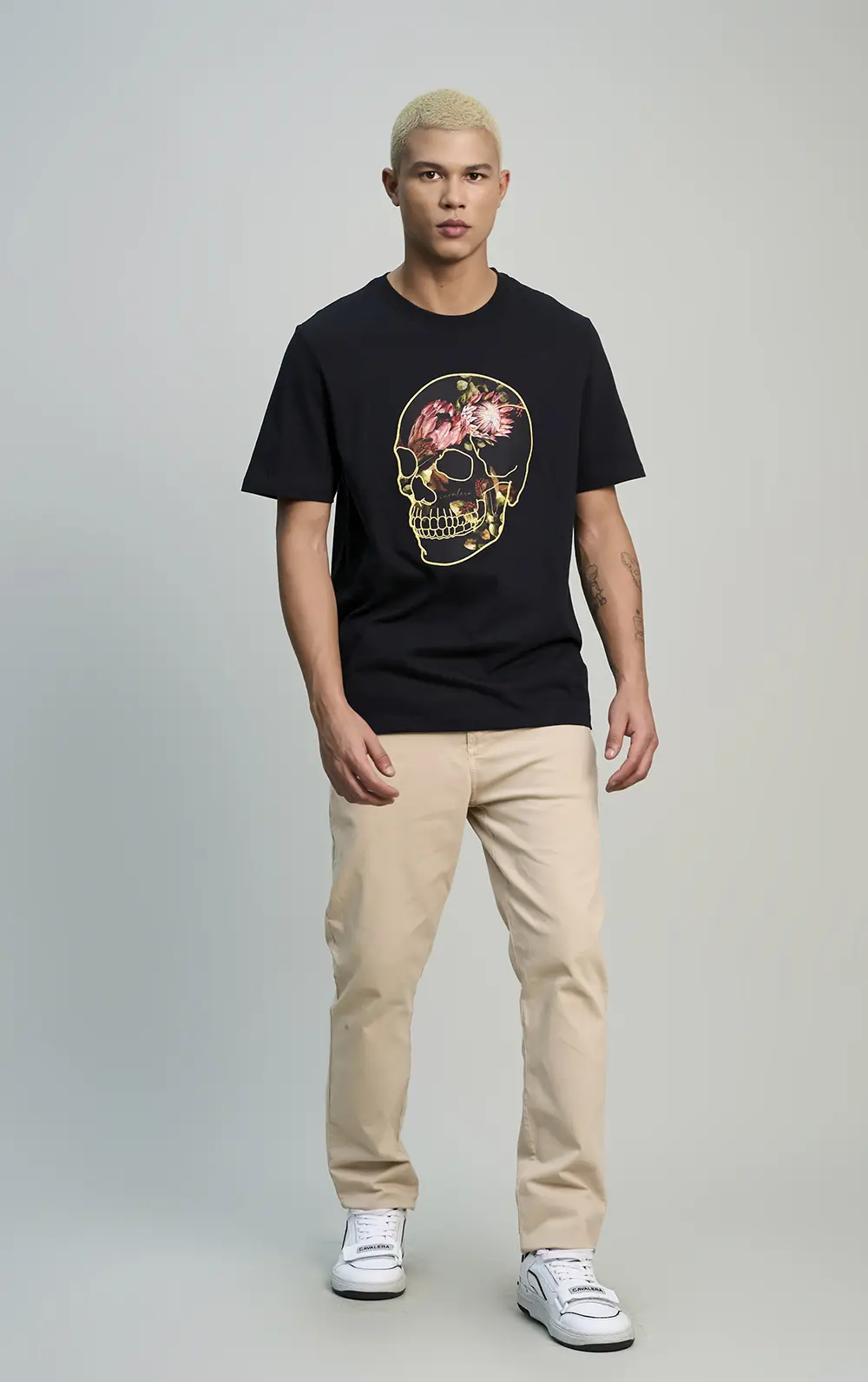 T-SHIRT CAVALERA INDIE FLOWER SKULL