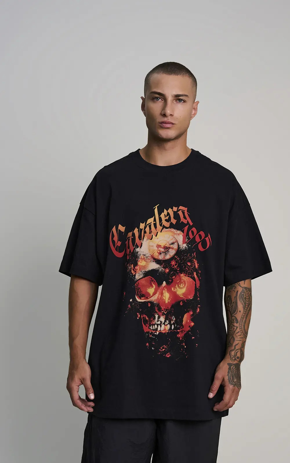 T-SHIRT CAVALERA OVERSIZED FIRE SKULL
