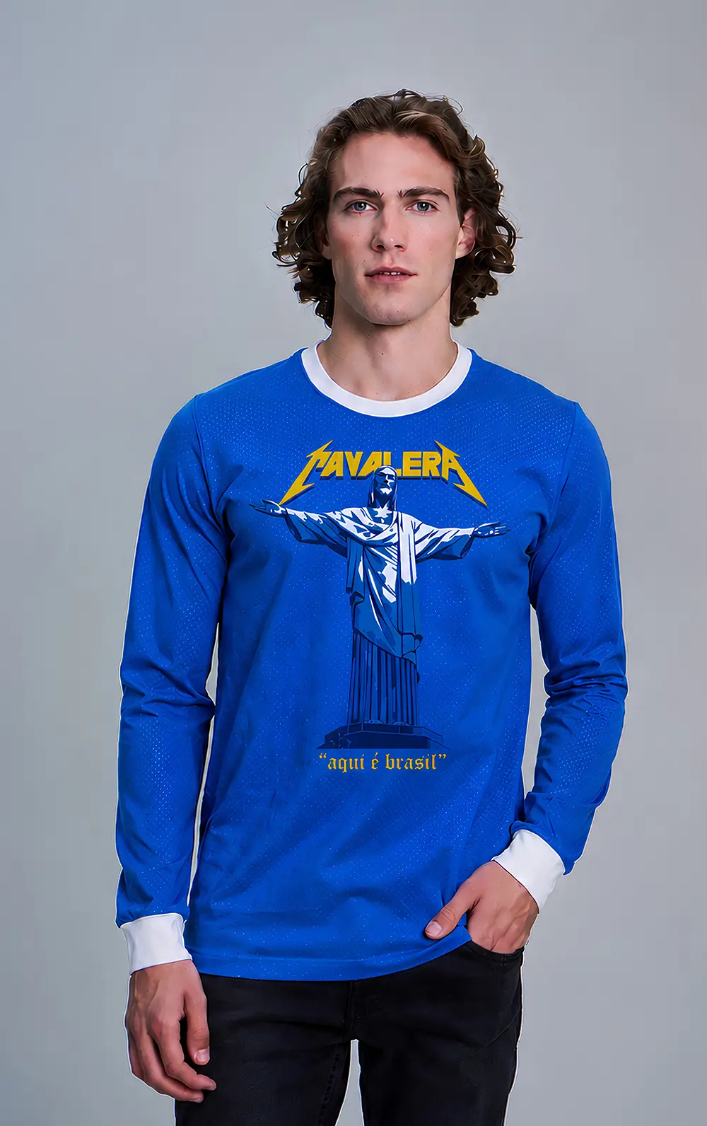 T SHIRT INDIE ML FURADINHO AZUL BIC